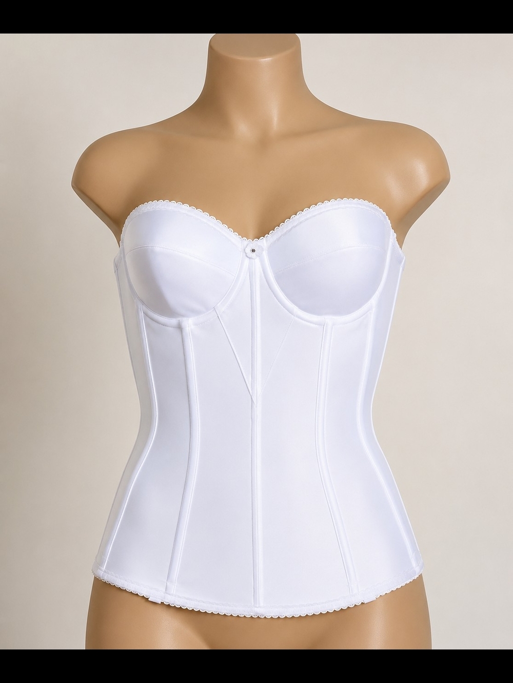Dominique White Strapless Longline Bustier Bridal Corset Bra 40D NWT